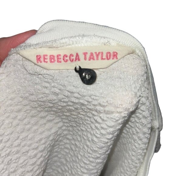 Rebecca Taylor Women's Size 2 Blouse Top Long Sleeve Semi Sheer Textured White - Picture 5 of 6